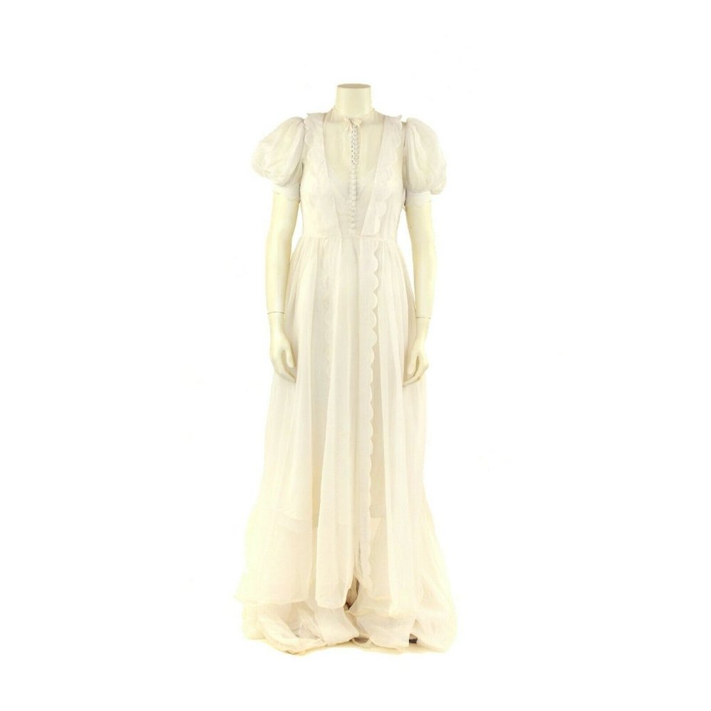 1930s Wedding Dress with Train Petite XS Chiffon Sheer